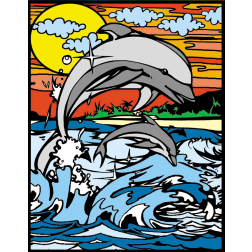 Картина за оцветяване 47х35 - "Делфини"